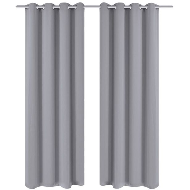 Harmaat pimennysverhot metallirenkailla 2 kpl 135 x 245 cm_1