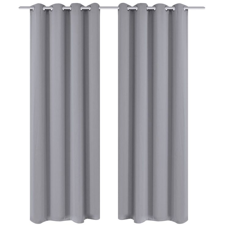Harmaat pimennysverhot metallirenkailla 2 kpl 135 x 245 cm_1