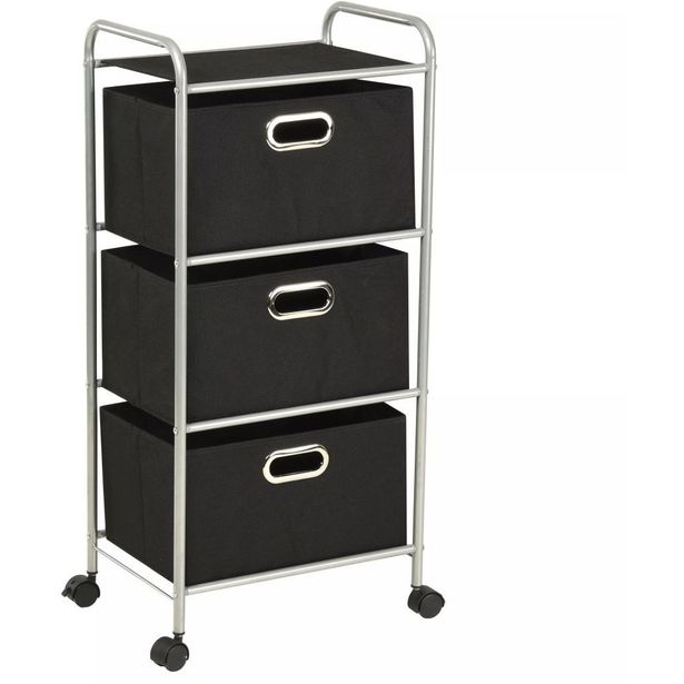 Hyllykkö 3 säilytyslaatikkoa teräs ja kuitukangas_1