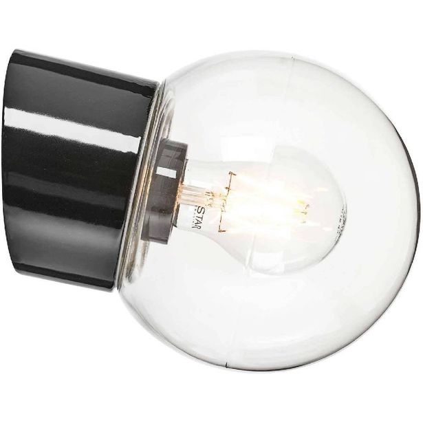 Seinävalaisin Ifö Electric Classic Glob, Ø150mm, kirkas kupu, musta, vino, IP54