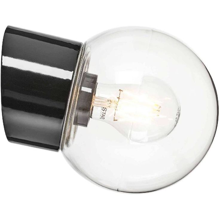 Seinävalaisin Ifö Electric Classic Glob, Ø150mm, kirkas kupu, musta, vino, IP54