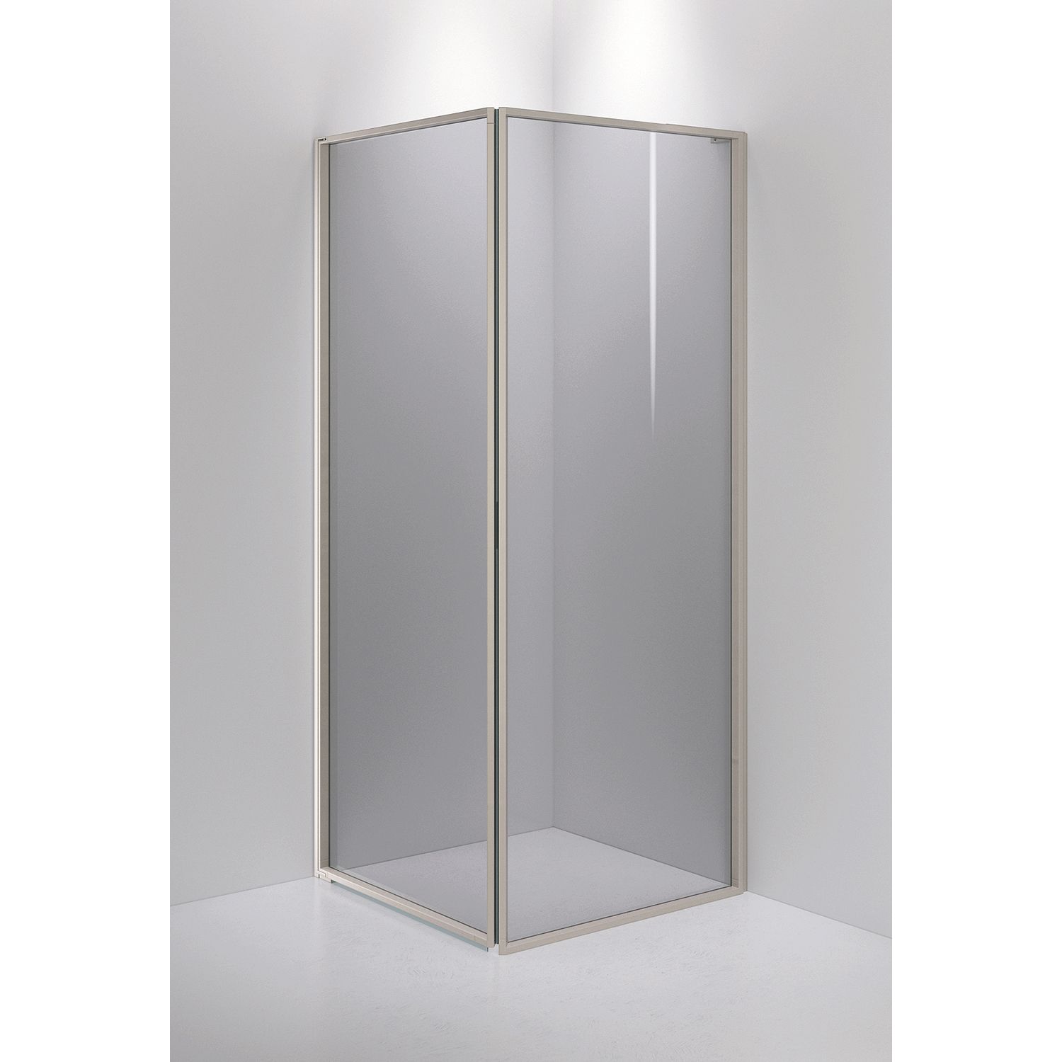 Suihkunurkka INR Edge 13, savulasi, harjattu alumiiniprofiili, vasen, mittatilaus