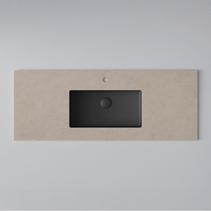 Kylpyhuoneen pöytätaso pesualtaalla INR Wave, Matte Black, Alapuolelta asennettu pesuallas (C), Reikä hanalle, 12×460mm