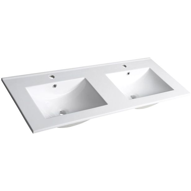 Pesuallas Interia Slim 121,5x18x46 cm, kaksoisallas, valkoinen