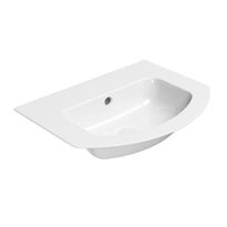 Pesuallas Interia Pura Slim 62x48cm, tasainen pohja, ei hanareikää, ExtraGlaze-pinnoite, valkoinen