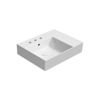 Malja-allas Interia Kube X 60x47cm, oikea, 3 hanareikää, ExtraGlaze-pinnoite, valkoinen 