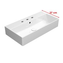 Malja-allas Interia Kube X 70x37cm, tasainen pohja, 3 hanareikää, ExtraGlaze-pinnoite, valkoinen 