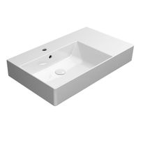 Malja-allas Interia Kube X 80x47cm, tasainen pohja, oikea, ExtraGlaze-pinnoite, valkoinen 