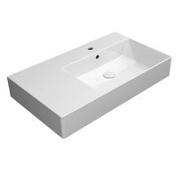 Malja-allas Interia Kube X 80x47cm, tasainen pohja, vasen, ExtraGlaze-pinnoite, valkoinen 