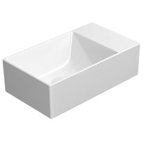 Malja-allas Interia Kube X 40x23cm, tasainen pohja, ei hanareikää, vasen/oikea, ExtraGlaze-pinnoite, valkoinen 