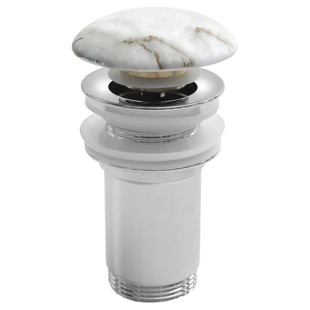 Pohjaventtiili Interia Bianco Carrara, 10-50mm, pop-up, ilman ylivuotosuojaa, keraaminen, valkoinen
