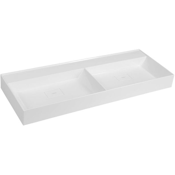 Pesuallas Interia Godiva Cultured Marble, kaksoisallas 119x44 cm, valkoinen