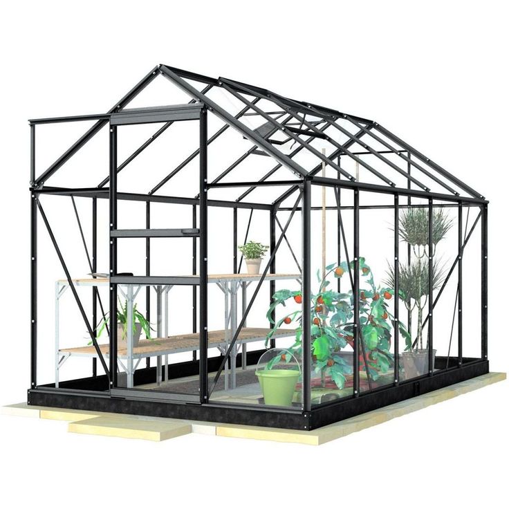 Kasvihuone Lykke, 6,2 m² lasi, musta
