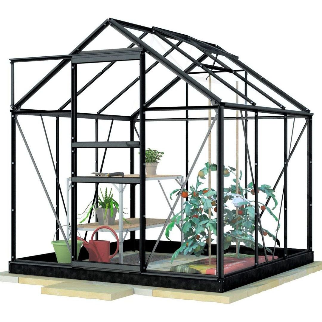 Kasvihuone Lykke, 3,8 m², hybrid, musta