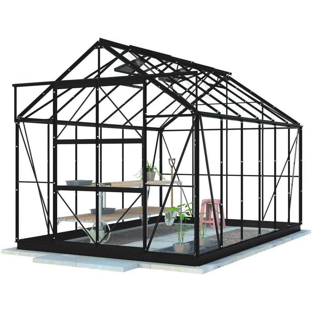 Kasvihuone Lykke, 9,7 m², hybrid, musta