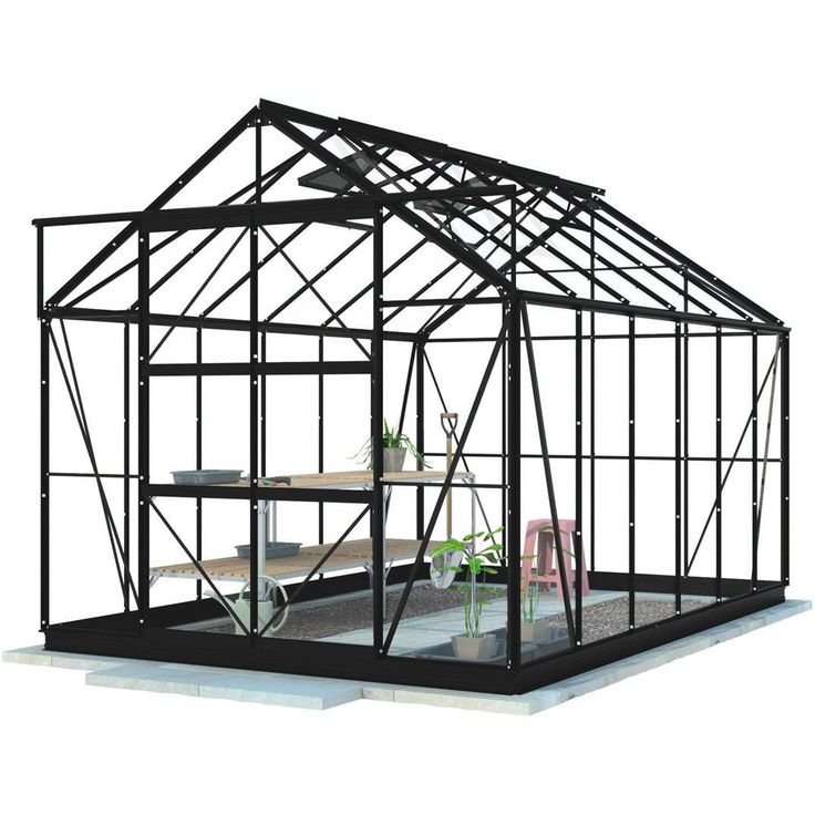 Kasvihuone Lykke, 9,7 m², hybrid, musta