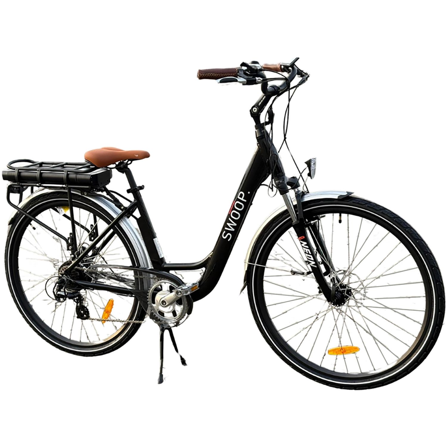 Naisten sähköpyörä Swoop City, 28", 7 vaihdetta, musta