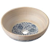 Keraaminen pesuallas Interia Priori, pöytätasolle, koristemaalattu, beige/sininen, 420 X 420 X 150 mm
