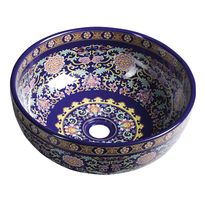 Keraaminen pesuallas Interia Priori PI022, pöytätasolle, koristemaalattu, violetti, 420 X 420 X 150 mm