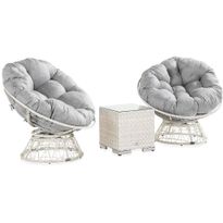 Parvekesetti Cozy, 2 nojatuolia, 2-istuttava, harmaa