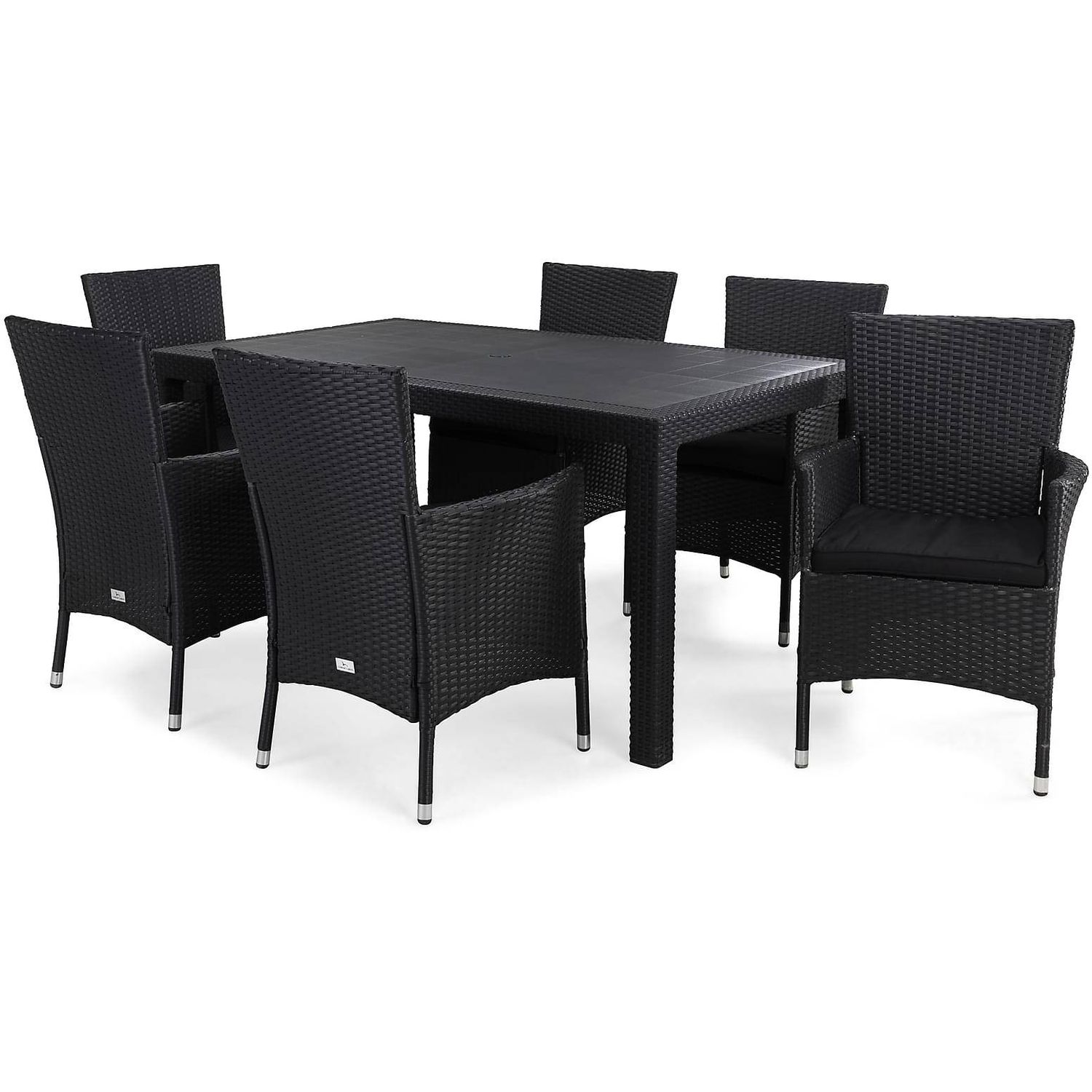 Ruokailuryhmä Melody, 6 Thor Lyx nojatuolia + mustat pehmusteet, musta