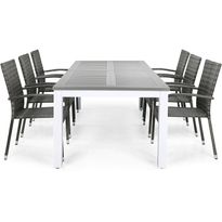 Ruokailuryhmä Monaco 220-280, 6 Thor Light tuolia, harmaa