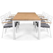 Ruokailuryhmä Olive, 6 tuolia + pehmusteet, valkoinen/puu
