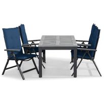 Ruokailuryhmä Monaco, 4 Monaco Light tuolia + siniset pehmusteet, musta