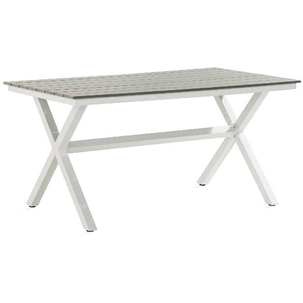 Ruokapöytä Tunis ristijaloilla, 150cm, 4-istuttava, harmaa