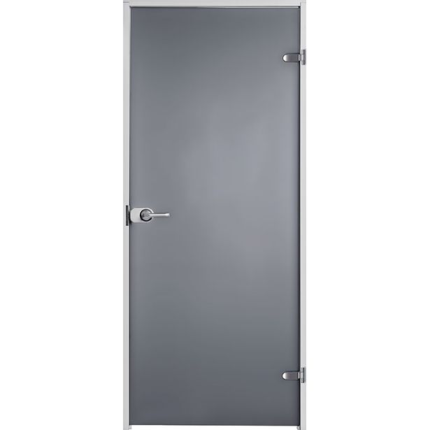 Kostean tilan ovi Swedoor Bath+, harmaa satiinilasi, 10x21, sis. painike, Verkkokaupan poistotuote