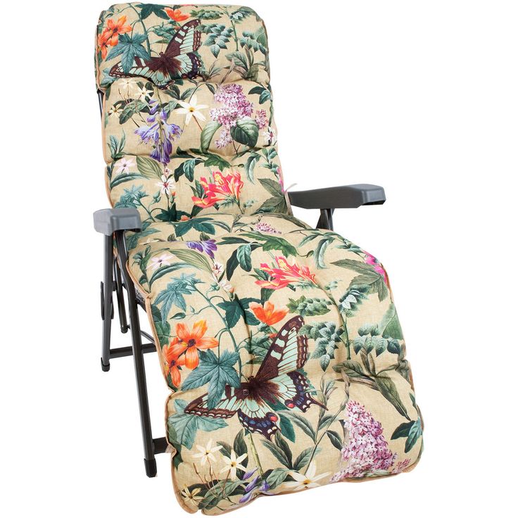 Deck chair BADEN-BADEN beige floral pad