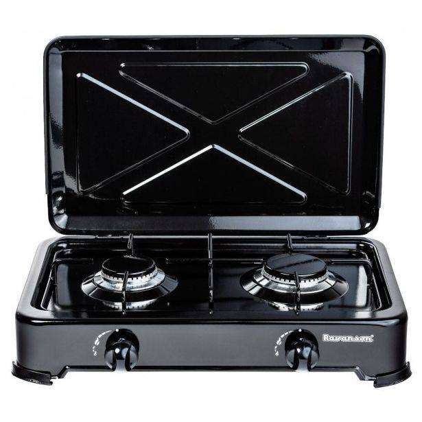 Kaasuliesitaso Ravanson K02TB, 47 cm, 2-liekkinen, musta