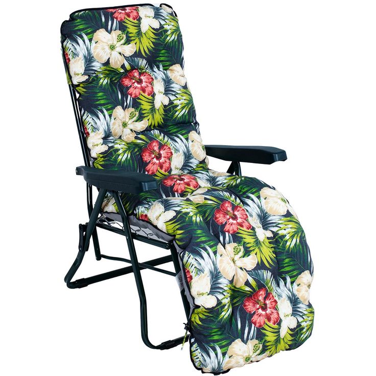 Deck chair BADEN-BADEN dark floral pad