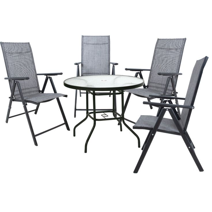Garden furniture set DUBLIN table and 4 foldable chairs, grey