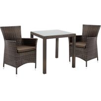 Puutarharyhmä Home4You WICKER, 2 tuolia, ruskea