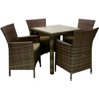 Puutarharyhmä Home4You WICKER, 4 tuolia, ruskea