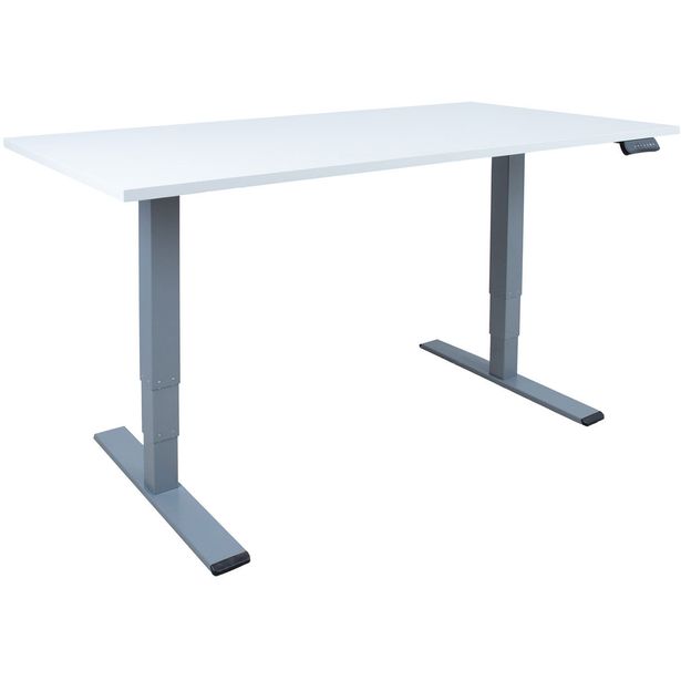 Desk ERGO OPTIMAL with 2 motor 160x80xH62-127cm, greyish white/silver-grey