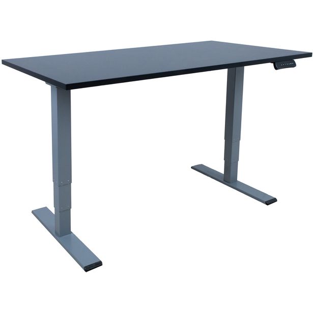 Desk ERGO OPTIMAL with 2 motor 140x80xH62-127cm, black/silver grey
