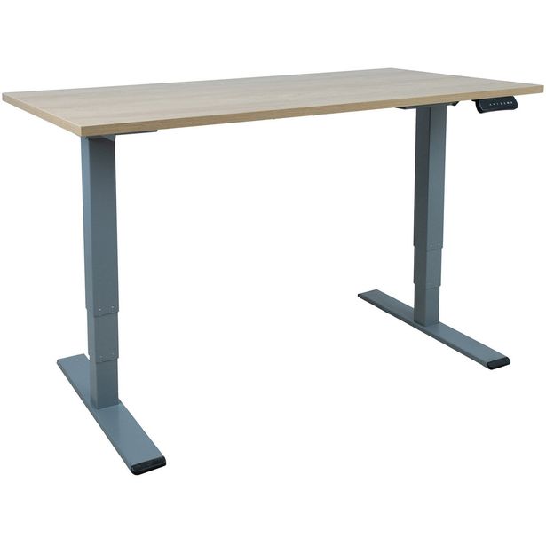 Desk ERGO OPTIMAL with 2 motor 140x70xH62-127cm, hickory/silver grey