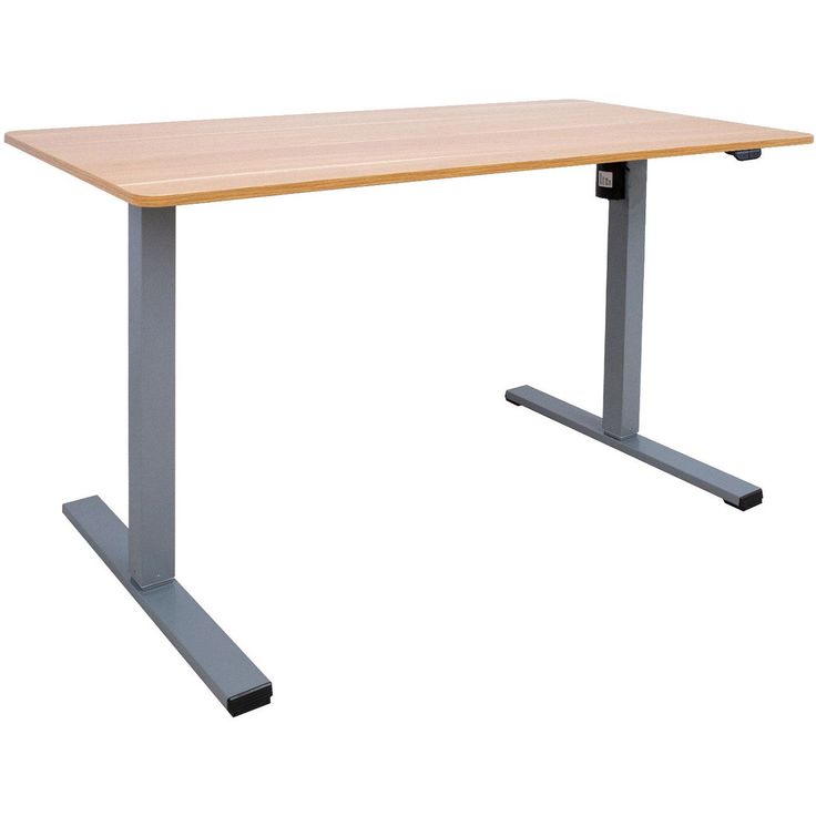 Desk ERGO OPTIMAL with 1 motor 140x70xH71-116cm, hickory/silver grey