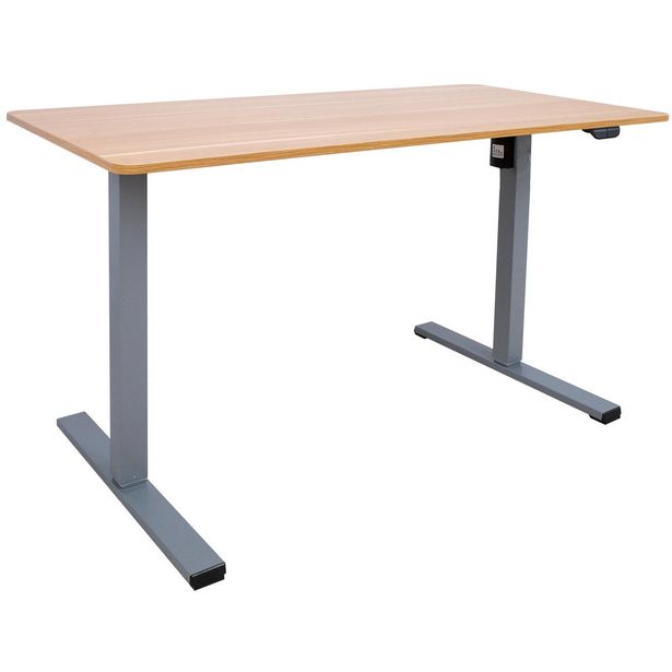 Desk ERGO OPTIMAL with 1 motor 120x60xH71-116cm, oak/silver grey