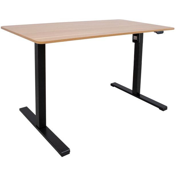 Desk ERGO OPTIMAL with 1 motor 140x70xH71-116cm, hickory/black