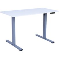 Työpöytä Home4You ERGO FIT 1 moottorilla 120x60xK71,5-116 cm, valkoinen/hopeanharmaa