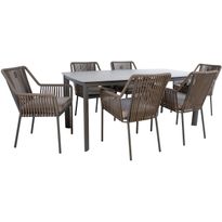 Puutarhakalustesetti Home4You BEIDA pöytä ja 6 tuolia, harmaa