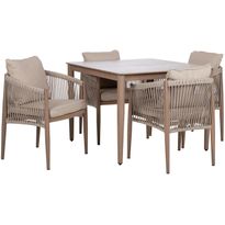 Puutarhakalustesetti Home4You MEDINA pöytä ja 4 tuolia, beige