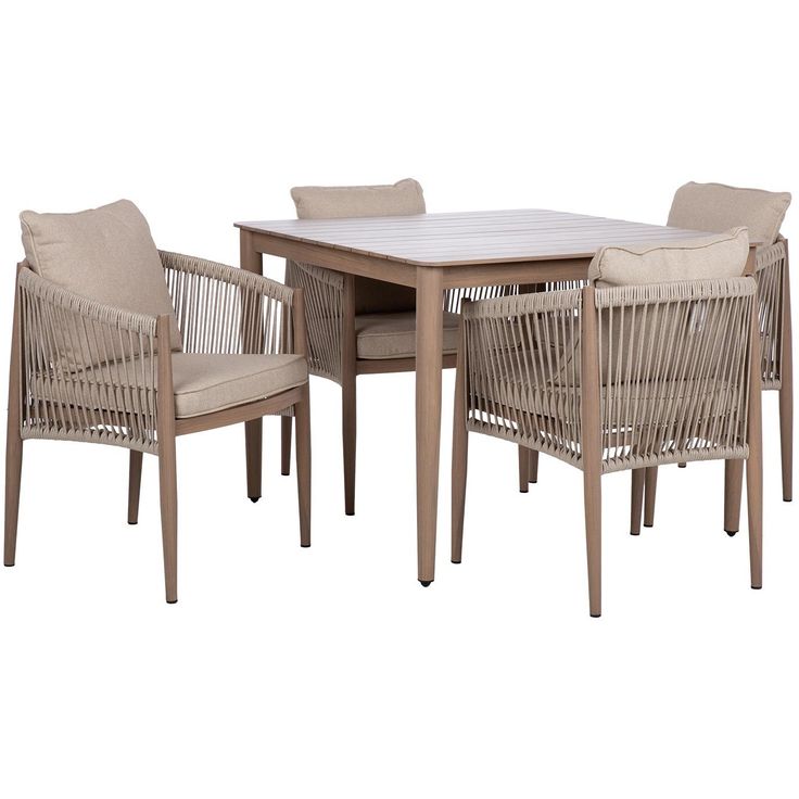 Garden furniture set MEDINA table and 4 chairs, beige