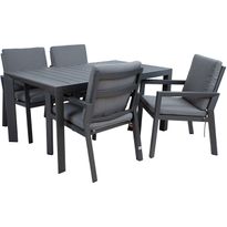 Puutarhakalustesetti Home4You TOMSON pehmusteellisilla tuoleilla, 4 tuolia, harmaa