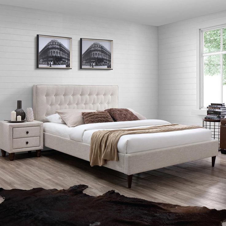 Bed EMILIA 160x200cm, with mattress HARMONY DUO SEASON, beige