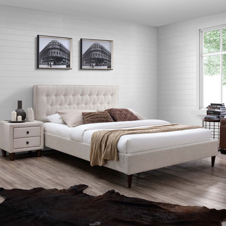 Bed EMILIA 90x200cm, with mattress HARMONY DELUX, beige