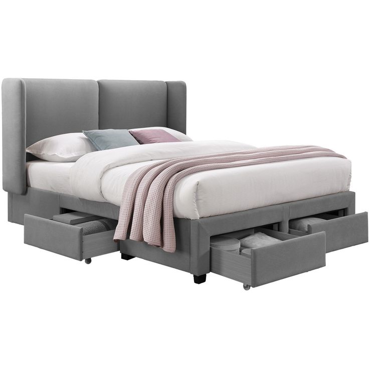 Bed SUGI with mattress HARMONY DUO 160x200cm, grey